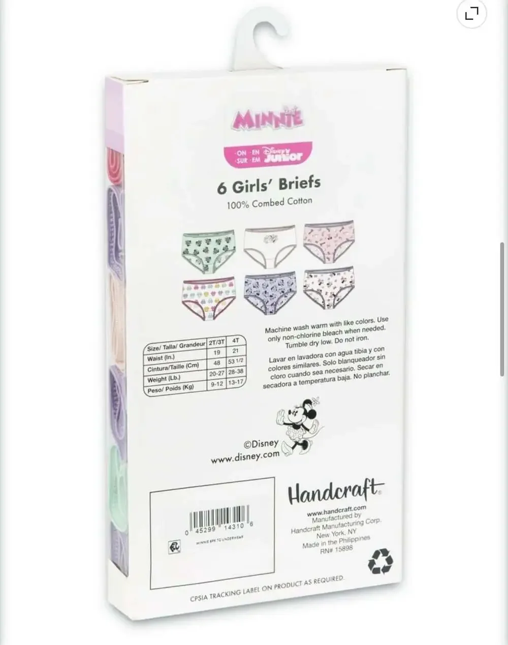 New 4T Minnie Mouse Girls' 6-Pack Cotton Briefs Underwear